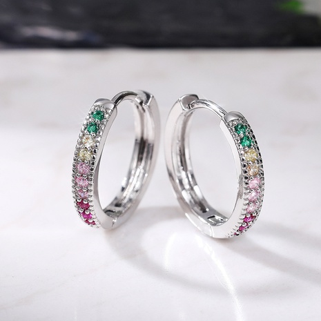 Fashion new simple colorful zircon ladies copper ear buckle jewelry NHJCS648705's discount tags