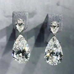Fashion Shining Micro-set Zircon Water Drop Shaped Copper Earrings Wholesale