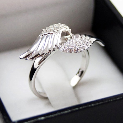 Fashion new ring creative angel wings zircon ladies copper ring wholesale's discount tags