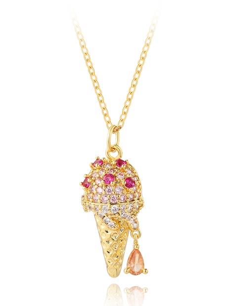 fashion copper plated 18K gold ice cream cone pendant necklace NHTIJ648729's discount tags