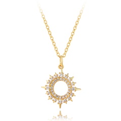 fashion copper plated 18K gold sun radial zircon pendant necklace