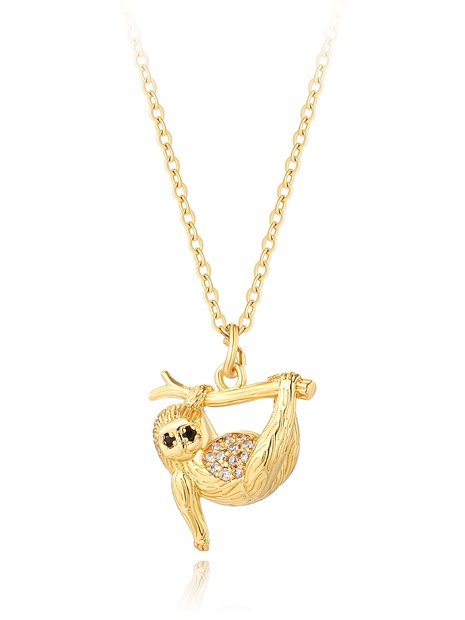 fashion copper-plated 18K gold sloth anima pendantl necklace's discount tags