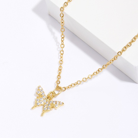 fashion copper plated 18K gold butterfly zircon pendant necklace NHTIJ648733's discount tags