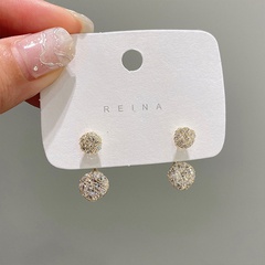 fashion new rhinestone-encrusted round mesh stud earrings wholesale