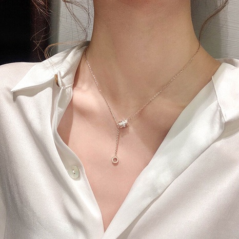 Korean Roman numeral titanium steel necklace simple new clavicle chain  NHJBY648738's discount tags