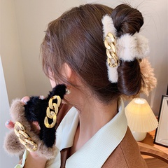Autumn and winter chain new plush back hark clip metal hair accessories
