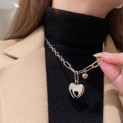 fashion heart-shaped sweater chain necklace simple alloy collarbone chain