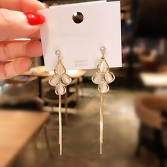 Fashion Opal Long Tassel Earrings Sweet Flower Stud Earrings Simple Alloy Earrings