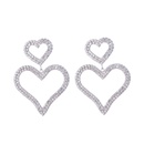 European and American fashion exaggerated diamond S925 silver needle double love earrings temperament wild long peach heart earrings earringspicture18