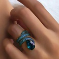 Serpentine Microencrusted Diamond Zircon Ring Ladies Copper Jewelrypicture9
