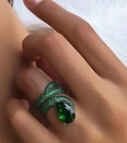 Serpentine Microencrusted Diamond Zircon Ring Ladies Copper Jewelrypicture16