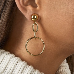 exaggerated long metal circle chain geometric alloy earrings