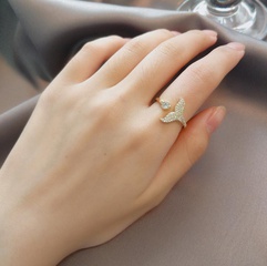 women's full diamond fishtail alloy open ring