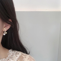Cross Full Diamond Imitation Pearl Stud Earrings