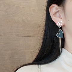 Asymmetric love tassel earrings fashion net red heart-shaped long stud earrings for women