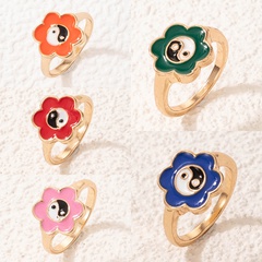 fashion jewelry cute flower Tai Chi oil drip ring wholesale