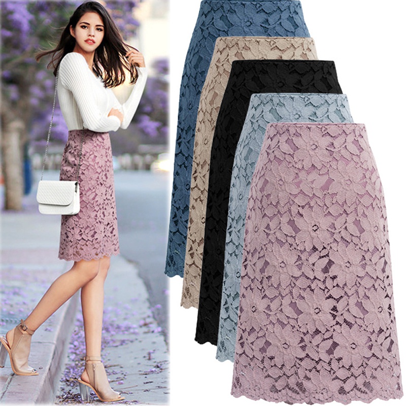 Fashion slim lace midlength package hip skirt