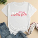 Fashion Flower Letter Print Ladies Loose Casual TShirtpicture8