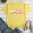 Fashion Flower Letter Print Ladies Loose Casual TShirtpicture10