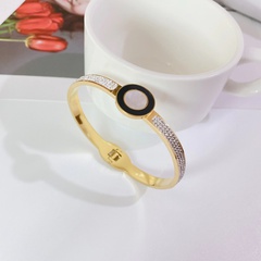 fashion new titanium steel plated 18k gold simple full diamond inlaid zircon bracelet