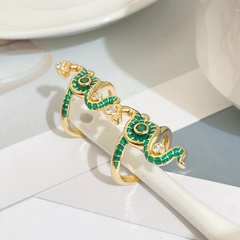 new copper-plated 18k gold snake-shaped winding micro-set zircon open ring
