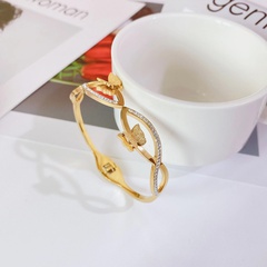 fashion new titanium steel plated 18k gold butterfly diamond zircon cute bracelet