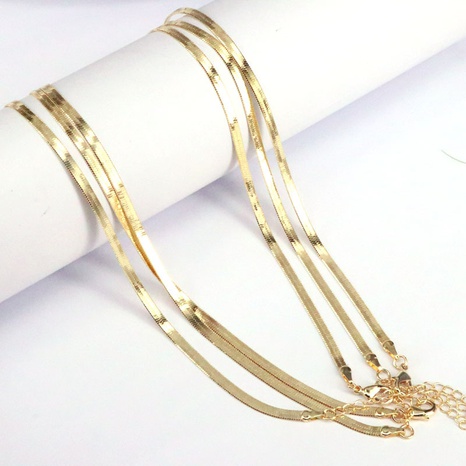 Copper Plating 18K Gold Flat Snake Chain Jewelry Necklace Accessories NHWEI648864's discount tags