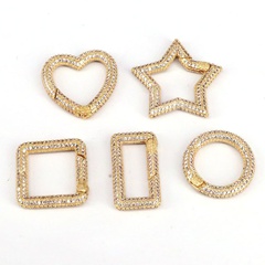 Jewelry Accessories Micro Inlay Link Buckle Gold Plated Zircon Metal Jewelry Heart Shaped Star