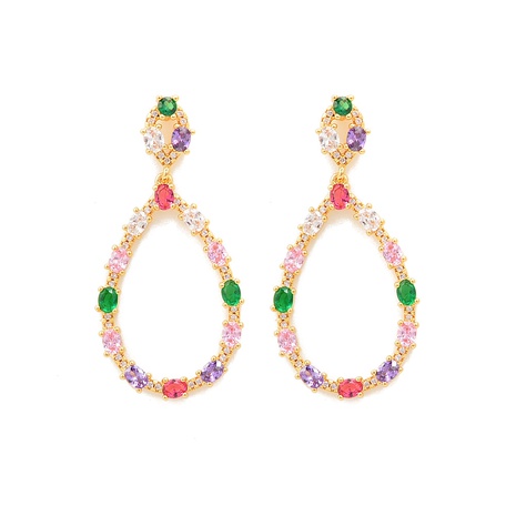 vintage inlaid color zircon water drop shaped copper earrings wholesale NHWEI648882's discount tags