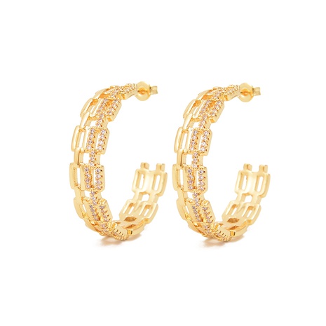 simple copper inlaid zirconium C-shaped copper earrings wholesale NHWEI648884's discount tags