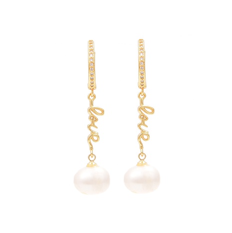 fashion inlaid pearl micro-set long tassel copper earrings wholesale NHWEI648885's discount tags