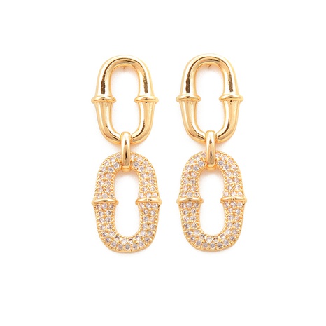 fashion inlaid zircon double oval hipster copper earrings wholesale NHWEI648886's discount tags