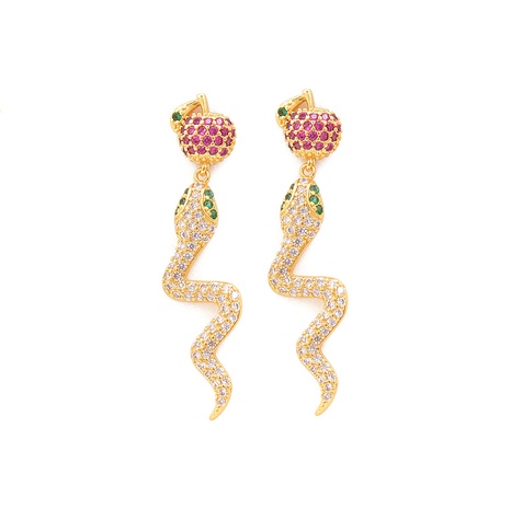 vintage exaggerated long snake-shaped micro-set zircon earrings NHWEI648893's discount tags