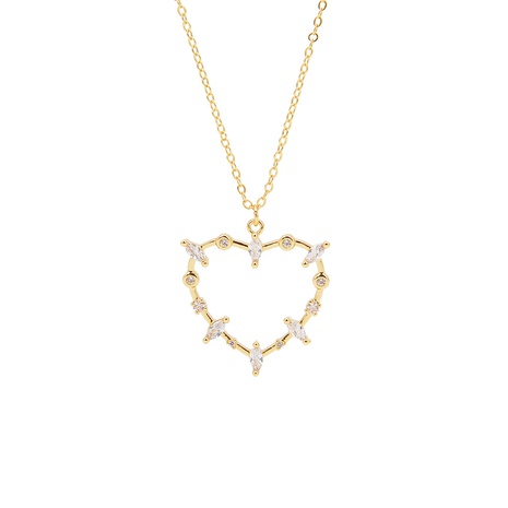 hip-hop punk heart -shaped pendant micro-set zircon copper necklace NHWEI648902's discount tags