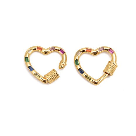 fashion simple copper micro-set color zircon heart-shaped buckle jewelry accessories NHWEI648905's discount tags