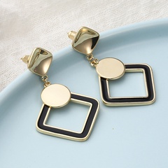 simple contrast color geometric copper drop earrings wholesale
