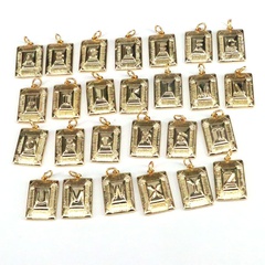 New Copper Gold Plated Square 26 English Capital Letters Pendant