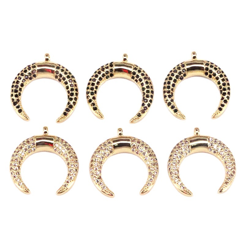 fashion copper microinlaid zircon moon pendant simple jewelry accessories