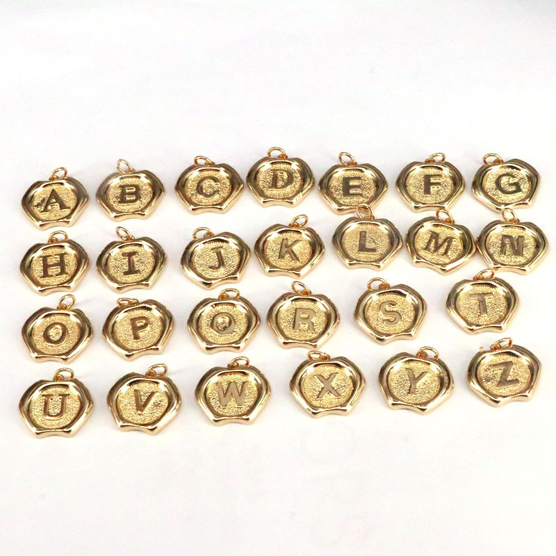 creative simple 26 English capital letters copper goldplated appleshaped pendant