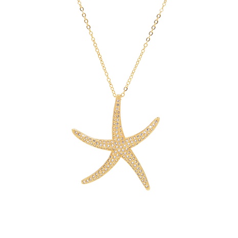 fashion micro-set zircon necklace creative copper electroplating starfish necklace NHWEI648910's discount tags