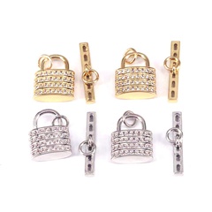 new trend copper micro-inlaid zircon lock-shaped OT buckle DIY accessories