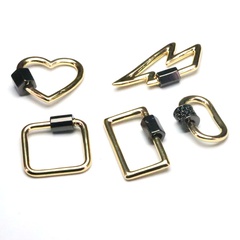 diy jewelry buckle copper gold-plated geometric lightning heart-shaped screw buckle