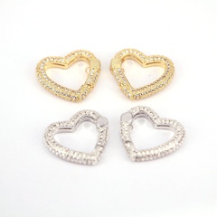 fashion copper gold-plated zircon heart-shaped two-color spring buckle