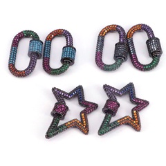 New Jewelry Accessories Micro Inlay Zircon Star Oval Keychain Turnbuckle