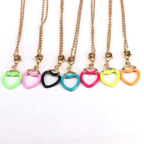 Enamel Color Drop Nectarine Heart Pendant Fashion Pendant Copper Necklace NHWEI648962's discount tags