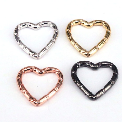 creative jewelry buckle copper gold-plated heart-shaped bamboo spring buckle's discount tags