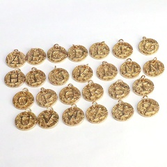 New 26 English Letter Pendants Copper Gold Plated Round Letter Pendants