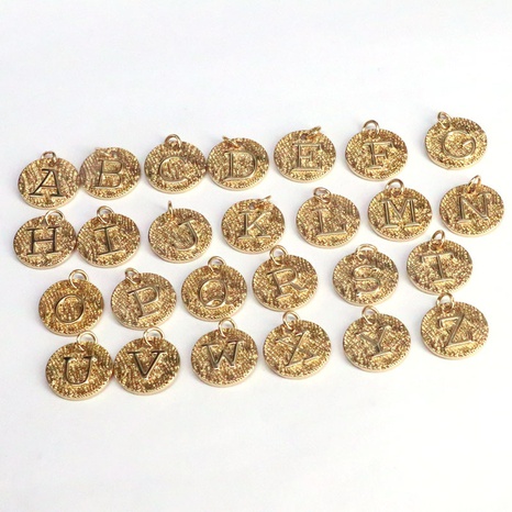 New 26 English Letter Pendants Copper Gold Plated Round Letter Pendants NHWEI648968's discount tags