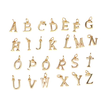 diy jewelry accessories mini english alphabet copper gold plated 26 letter pendant NHWEI648972's discount tags