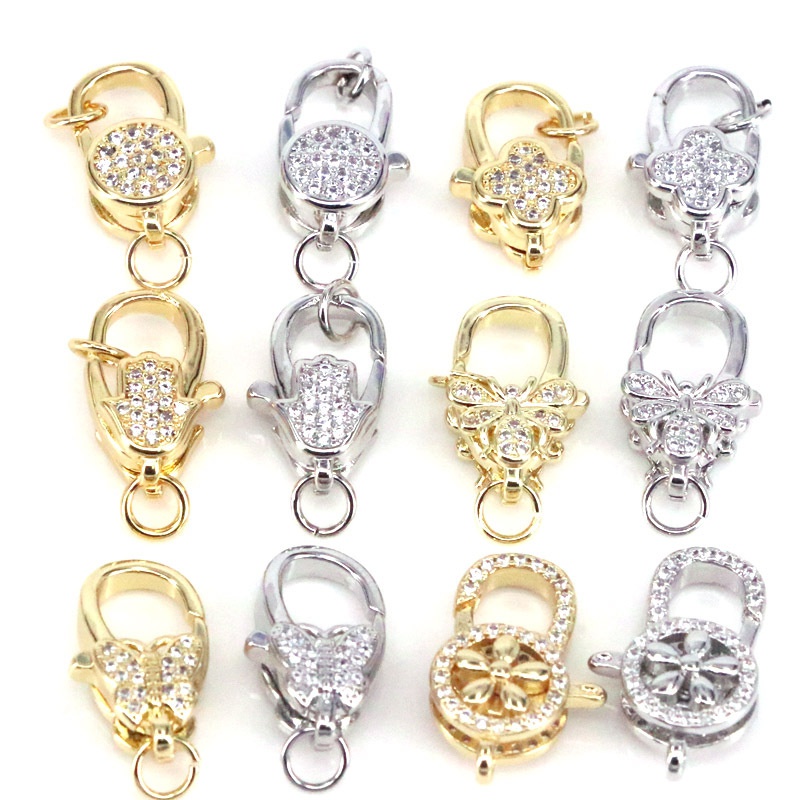 new jewelry accessories DIY copper microencrusted zircon lobster clasp